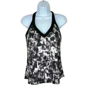 Nike tankini top size Large crossback camo black white no underwire